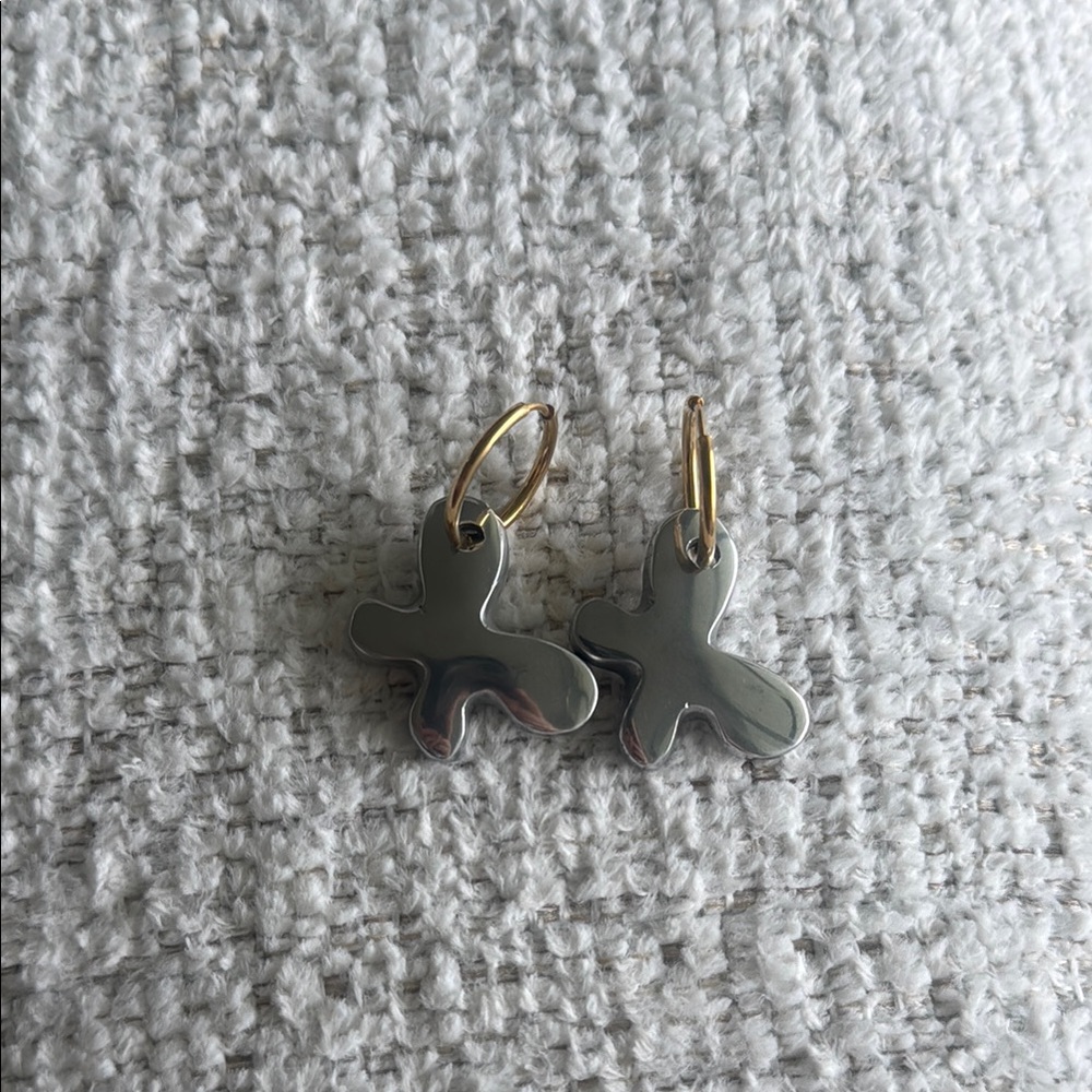 Silver and Gold Butterfly-Shaped Earrings made with recycled aluminum